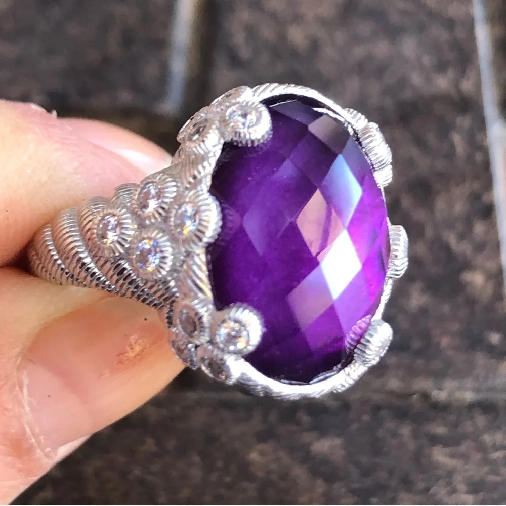 Judith Ripka Sterling Diamonique  Doublet Ring 8
